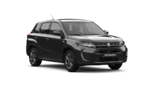 Schwarzer Suzuki Vitara 1.4 BOOSTERJET HYBRID Club in Front-Seitenansicht – Basismodell