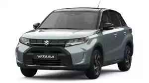 Grauer Suzuki Vitara Hybrid in Front-Seitenansicht