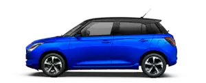 Blauer Suzuki Swift Hybrid in Seitenansicht