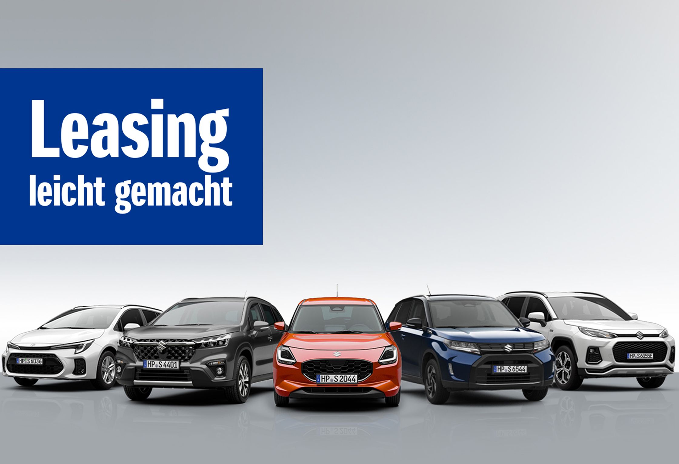 Alle Suzuki Fahrzeuge und ein Logo mit Leasing leicht gemacht.