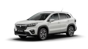 Weißer Suzuki S-Cross 1.4 BOOSTERJET HYBRID ALLGRIP Comfort+ in Front-Seitenansicht