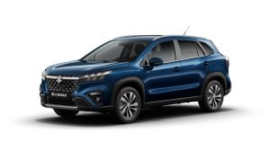 Dunkelblauer Suzuki S-Cross 1.4 BOOSTERJET HYBRID ALLGRIP Comfort+ in Front-Seitenansicht