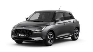 Dunkelgrauer Suzuki Swift 1.2 DUALJET HYBRID Comfort+ in Front-Seitenansicht