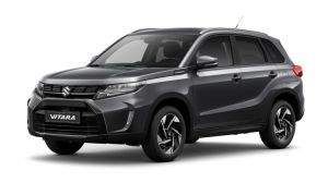 Dunkelgrauer Suzuki Vitara 1.4 BOOSTERJET HYBRID Comfort+ in Front-Seitenansicht