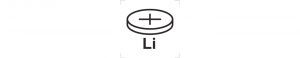 Icon: Das Produkt enthält eine Knopfzelle oder Batterie mit nichtwässrigem Elektrolyt. z.B. Lithiumzelle.