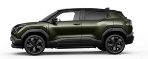 Dunkelgrüner Suzuki e Vitara in Seitenansicht