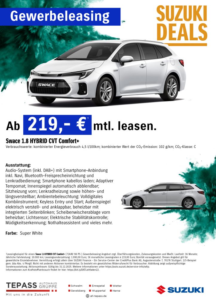 Suzuki - Gewerbeleasing Swace